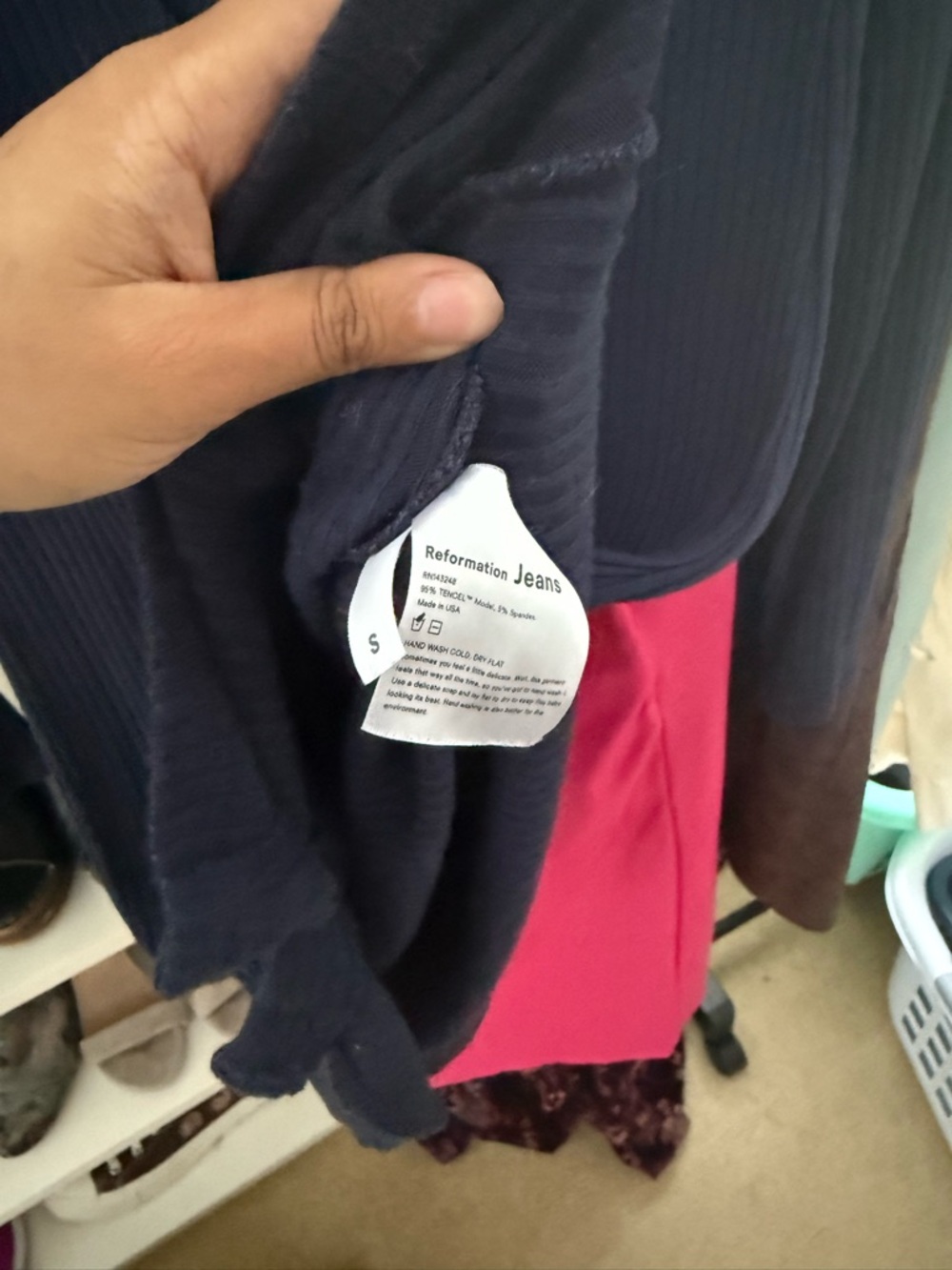 Reformation Navy Ribbed Button-Down Dress - Picture 2 of 2